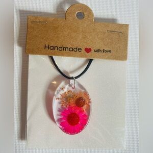 Hand Crafted Floral Resin Pendant Necklace